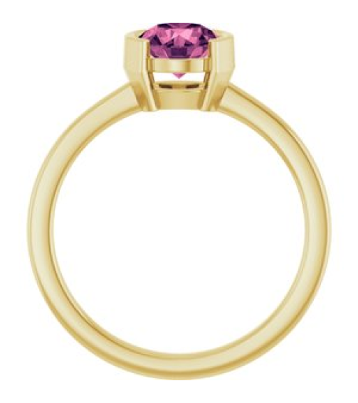 72361 Ring Set 14K Yellow Natural Pink Tourmaline Round 6 Mm Polished Natural Pink Tourmaline Ring