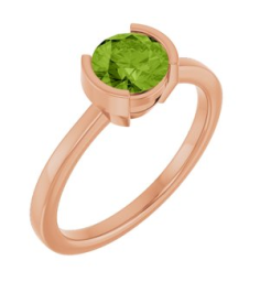 72361 Ring Set 14K Rose Natural Peridot Round 6 Mm Polished Natural Pink Tourmaline Ring