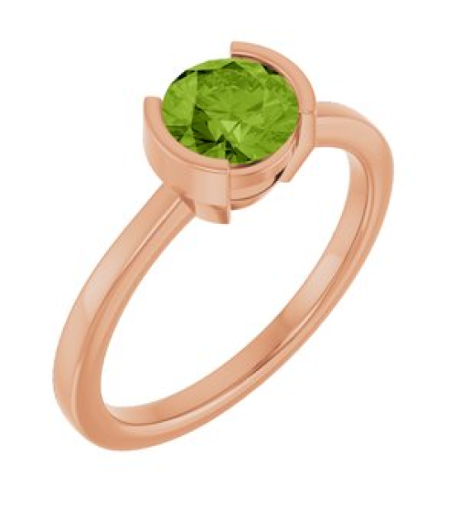 72361 Ring Set 14K Rose Natural Peridot Round 6 Mm Polished Natural Pink Tourmaline Ring