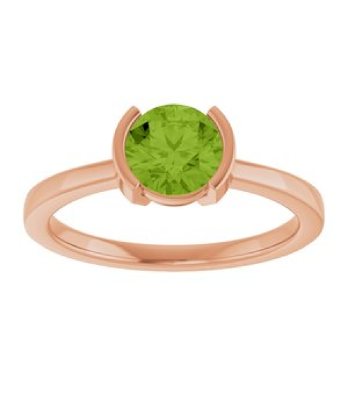 72361 Ring Set 14K Rose Natural Peridot Round 6 Mm Polished Natural Pink Tourmaline Ring