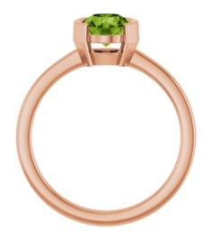 72361 Ring Set 14K Rose Natural Peridot Round 6 Mm Polished Natural Pink Tourmaline Ring