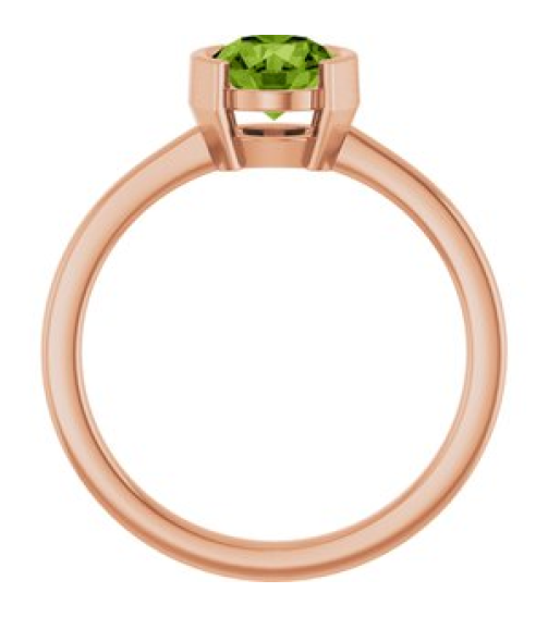 72361 Ring Set 14K Rose Natural Peridot Round 6 Mm Polished Natural Pink Tourmaline Ring