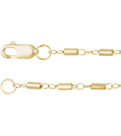 Ch1260 14K Yellow Cable 1.7 Mm 16 In Lobster Clasp Polished Satellite Bar Cable Chain