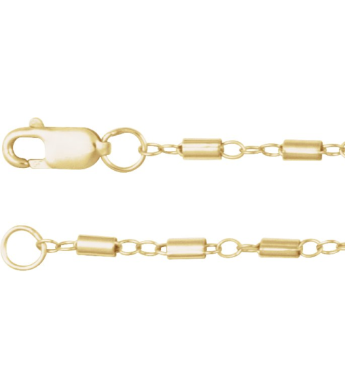 Ch1260 14K Yellow Cable 1.7 Mm 16 In Lobster Clasp Polished Satellite Bar Cable Chain