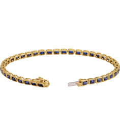Brc1000 Bracelet 14K Yellow Set Lab-Grown Blue Sapphire Emerald 3.5 X 2.4 Mm None 7 In Polished Lab-Grown Blue Sapphire Line Bracelet