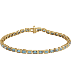 Brc1000 Bracelet 14K Yellow Set Natural Sky Blue Topaz Emerald 3.5 X 2.4 Mm None 7 In Polished Natural Sky Blue Topaz Line Bracelet