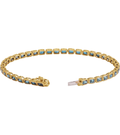 Brc1000 Bracelet 14K Yellow Set Natural Sky Blue Topaz Emerald 3.5 X 2.4 Mm None 7 In Polished Natural Sky Blue Topaz Line Bracelet