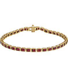 Brc1000 Bracelet 14K Yellow Set Natural Mozambique Garnet Emerald 3.5 X 2.4 Mm None 7 In Polished Natural Mozambique Garnet Line Bracelet
