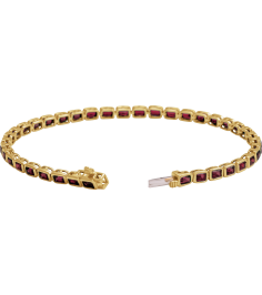 Brc1000 Bracelet 14K Yellow Set Natural Mozambique Garnet Emerald 3.5 X 2.4 Mm None 7 In Polished Natural Mozambique Garnet Line Bracelet