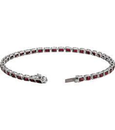 Brc1000 Bracelet 14K White Set Natural Mozambique Garnet Emerald 3.5 X 2.4 Mm None 7 In Polished Natural Mozambique Garnet Line Bracelet