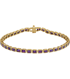 Brc1000 Bracelet 14K Yellow Set Natural Amethyst Emerald 3.5 X 2.4 Mm None 7 In Polished Natural Amethyst Line Bracelet
