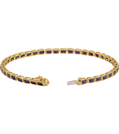 Brc1000 Bracelet 14K Yellow Set Natural Amethyst Emerald 3.5 X 2.4 Mm None 7 In Polished Natural Amethyst Line Bracelet