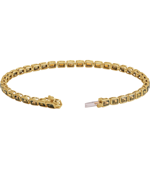 Brc1000 Bracelet 14K Yellow Set Natural Citrine Emerald 3.5 X 2.4 Mm None 7 In Polished Natural Citrine Line Bracelet