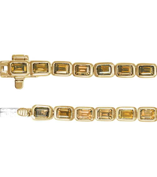Brc1000 Bracelet 14K Yellow Set Natural Citrine Emerald 3.5 X 2.4 Mm None 7 In Polished Natural Citrine Line Bracelet