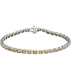 Brc1000 Bracelet 14K White Set Natural Citrine Emerald 3.5 X 2.4 Mm None 7 In Polished Natural Citrine Line Bracelet