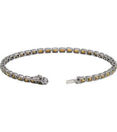 Brc1000 Bracelet 14K White Set Natural Citrine Emerald 3.5 X 2.4 Mm None 7 In Polished Natural Citrine Line Bracelet
