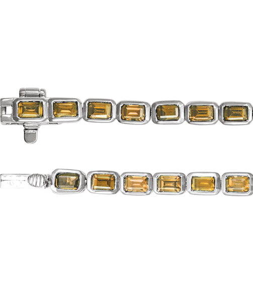 Brc1000 Bracelet 14K White Set Natural Citrine Emerald 3.5 X 2.4 Mm None 7 In Polished Natural Citrine Line Bracelet