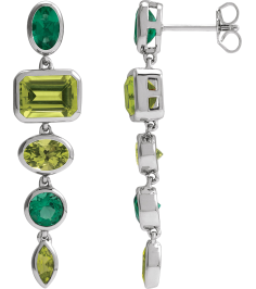 689319 Earring Set Natural Peridot Emerald 8 X 6 Mm 14K White Lab-Grown Emerald Pair Friction Backs Included Polished Natural Multi-Gemstone Dangle Earrings