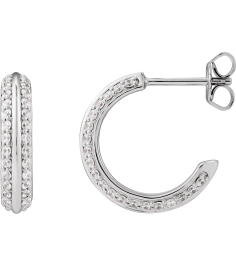 689323 Earring Set Natural Diamond Round 1.2 Mm 14K White Pair Friction Backs Included Polished 58 Ctw Natural Diamond Knige Edge Hoop Earrings