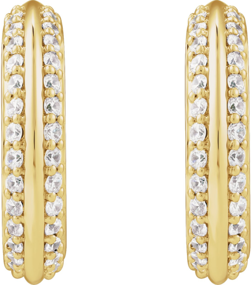 689323 Earring Set Natural Diamond Round 1.2 Mm 14K White Pair Friction Backs Included Polished 58 Ctw Natural Diamond Knige Edge Hoop Earrings