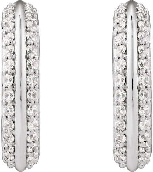 689323 Earring Set Natural Diamond Round 1.2 Mm 14K White Pair Friction Backs Included Polished 58 Ctw Natural Diamond Knige Edge Hoop Earrings