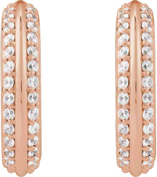 689323 Earring Set Natural Diamond Round 1.2 Mm 14K Rose Pair Friction Backs Included Polished 58 Ctw Natural Diamond Knige Edge Hoop Earrings