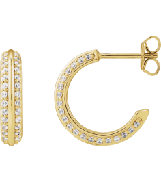 689323 Earring Unset Round 1.2 Mm 14K Yellow Pair Friction Backs Included Polished Knige Edge Hoop Earrings