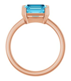 72361 Ring Set 14K Rose Lab-Grown Aqua Sapphire Emerald 8 X 6 Mm Polished Lab-Grown Aqua Sapphire Ring