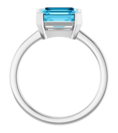 72361 Ring Set 14K White Lab-Grown Aqua Sapphire Emerald 8 X 6 Mm Polished Lab-Grown Aqua Sapphire Ring