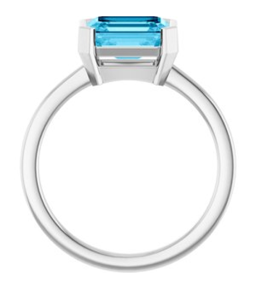 72361 Ring Set 14K White Lab-Grown Aqua Sapphire Emerald 8 X 6 Mm Polished Lab-Grown Aqua Sapphire Ring