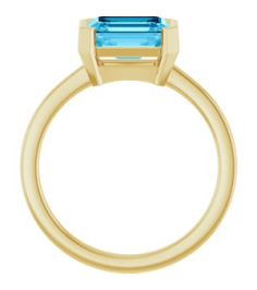 72361 Ring Set 14K Yellow Lab-Grown Aqua Sapphire Emerald 8 X 6 Mm Polished Lab-Grown Aqua Sapphire Ring