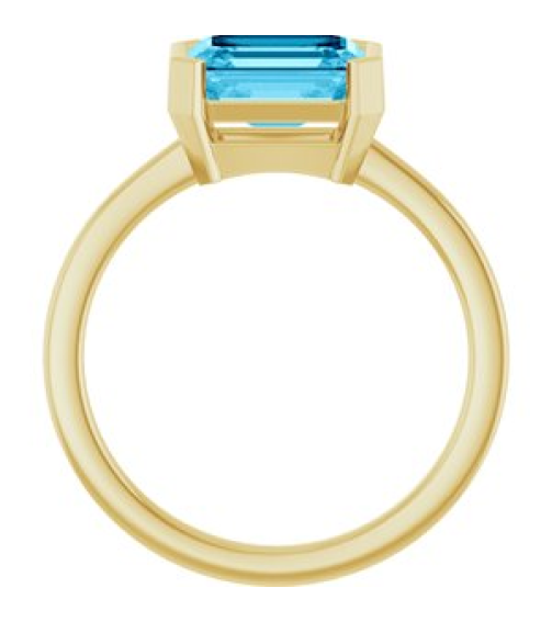 72361 Ring Set 14K Yellow Lab-Grown Aqua Sapphire Emerald 8 X 6 Mm Polished Lab-Grown Aqua Sapphire Ring