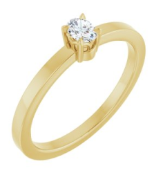 126935 Ring Set 14K Yellow Natural Diamond Oval 4 X 3 Mm Polished 16 Ct Natural Diamond Solitaire Ring