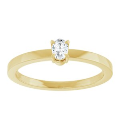 126935 Ring Set 14K Yellow Natural Diamond Oval 4 X 3 Mm Polished 16 Ct Natural Diamond Solitaire Ring