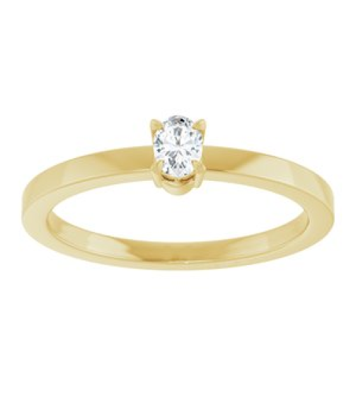 126935 Ring Set 14K Yellow Natural Diamond Oval 4 X 3 Mm Polished 16 Ct Natural Diamond Solitaire Ring