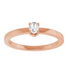126935 Ring Set 14K Rose Natural Diamond Oval 4 X 3 Mm Polished 16 Ct Natural Diamond Solitaire Ring