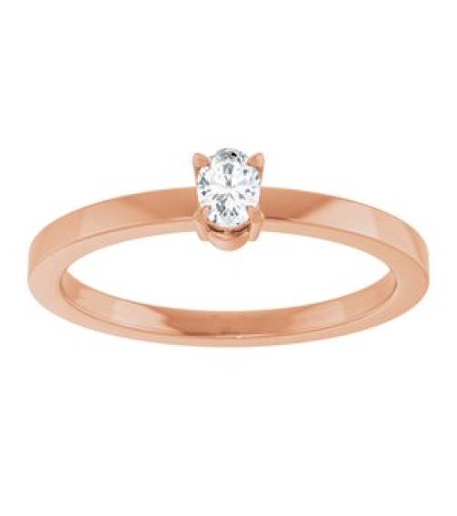 126935 Ring Set 14K Rose Natural Diamond Oval 4 X 3 Mm Polished 16 Ct Natural Diamond Solitaire Ring