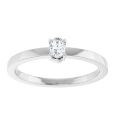 126935 Ring Set 14K White Lab-Grown Diamond Oval 4 X 3 Mm Polished 16 Ct Lab-Grown Diamond Solitaire Ring
