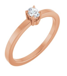 126935 Ring Set 14K Rose Lab-Grown Diamond Oval 4 X 3 Mm Polished 16 Ct Lab-Grown Diamond Solitaire Ring
