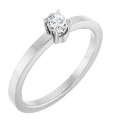 126935 Ring Set Platinum Lab-Grown Diamond Oval 4 X 3 Mm Polished 16 Ct Lab-Grown Diamond Solitaire Ring