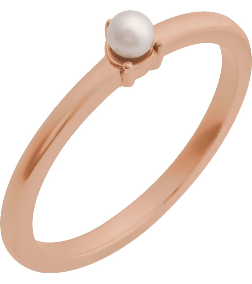 6716 Ring Set 14K Rose Cultured Seed Pearl Pearl 3 Mm Polished Cultured Pearl Solitaire Stackable Ring