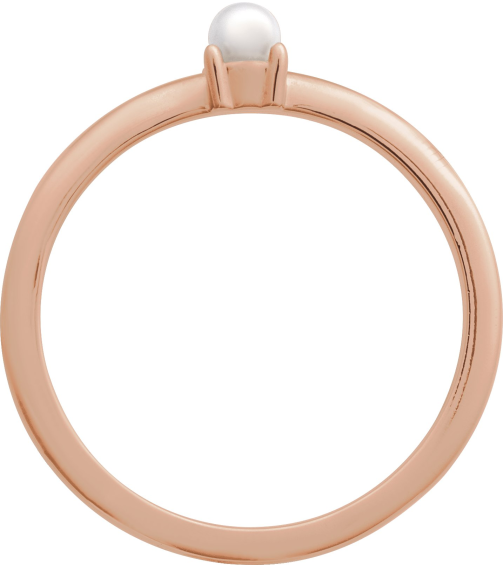 6716 Ring Set 14K Rose Cultured Seed Pearl Pearl 3 Mm Polished Cultured Pearl Solitaire Stackable Ring