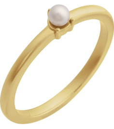 6716 Ring Set 14K Yellow Cultured Seed Pearl Pearl 3 Mm Polished Cultured Pearl Solitaire Stackable Ring