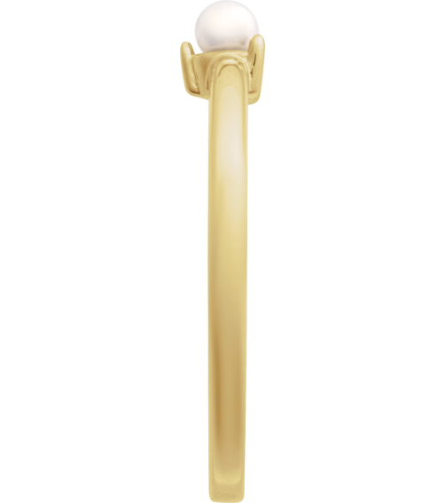 6716 Ring Set 14K Yellow Cultured Seed Pearl Pearl 3 Mm Polished Cultured Pearl Solitaire Stackable Ring