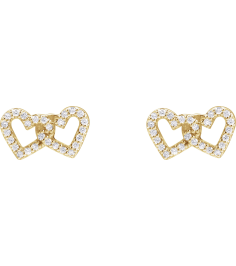 88758 Earring Set Natural Diamond Round 1 Mm 14K Yellow Pair Friction Backs Included Polished 15 Ctw Natural Diamond Interlocking Heart Stud Earrings
