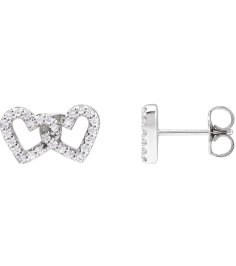 88758 Earring Set Natural Diamond Round 1 Mm 14K White Pair Friction Backs Included Polished 15 Ctw Natural Diamond Interlocking Heart Stud Earrings