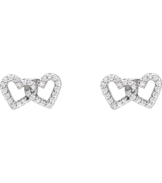 88758 Earring Set Natural Diamond Round 1 Mm 14K White Pair Friction Backs Included Polished 15 Ctw Natural Diamond Interlocking Heart Stud Earrings