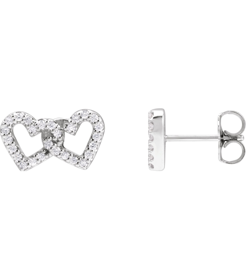 88758 Earring Set Natural Diamond Round 1 Mm Platinum Pair Friction Backs Included Polished 15 Ctw Natural Diamond Interlocking Heart Stud Earrings