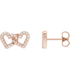 88758 Earring Set Natural Diamond Round 1 Mm 14K Rose Pair Friction Backs Included Polished 15 Ctw Natural Diamond Interlocking Heart Stud Earrings