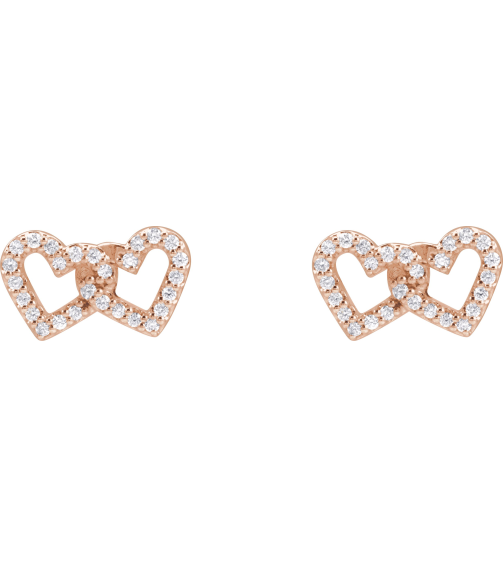 88758 Earring Set Natural Diamond Round 1 Mm 14K Rose Pair Friction Backs Included Polished 15 Ctw Natural Diamond Interlocking Heart Stud Earrings